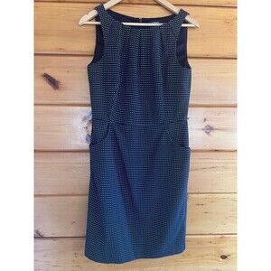 Chaps Womens 10 Navy Blue White  Prints  Sleeveless Dress